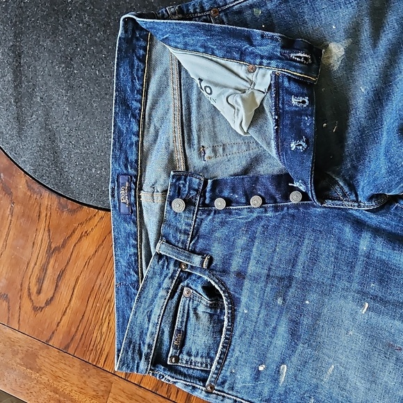 Polo The Varick Slim Straight Paint Splatter Blue Mens Jeans W31 L32 - Picture 10 of 16